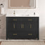 48" Black Bathroom Vanity with Integrated Resin Sink, 4 Soft-Close Doors & 4 Drawers