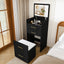 3-in-1 Black Makeup Vanity Desk with Flip-Up Mirror, Glass Top & 3 Drawers