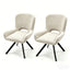 Set of 2 Beige Fabric Dining Chairs with Wood Frame – Modern Soft Cushioned Seating for Kitchen or Living Room