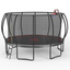 16-Foot Outdoor Trampoline with Safety Enclosure, Basketball Hoop & Ladder – Black and Red