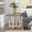 Front view of Luno Contemporary End Table in faux concrete and white finish