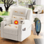 Electric Power Recliner Chair with Heat & Massage, 270° Swivel Rocker in Beige Corduroy