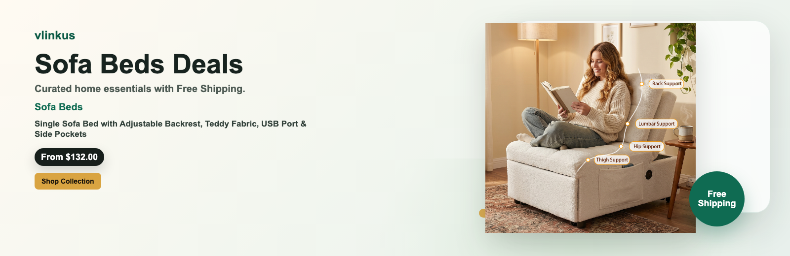 Sofa Beds free shipping banner by vlinkus