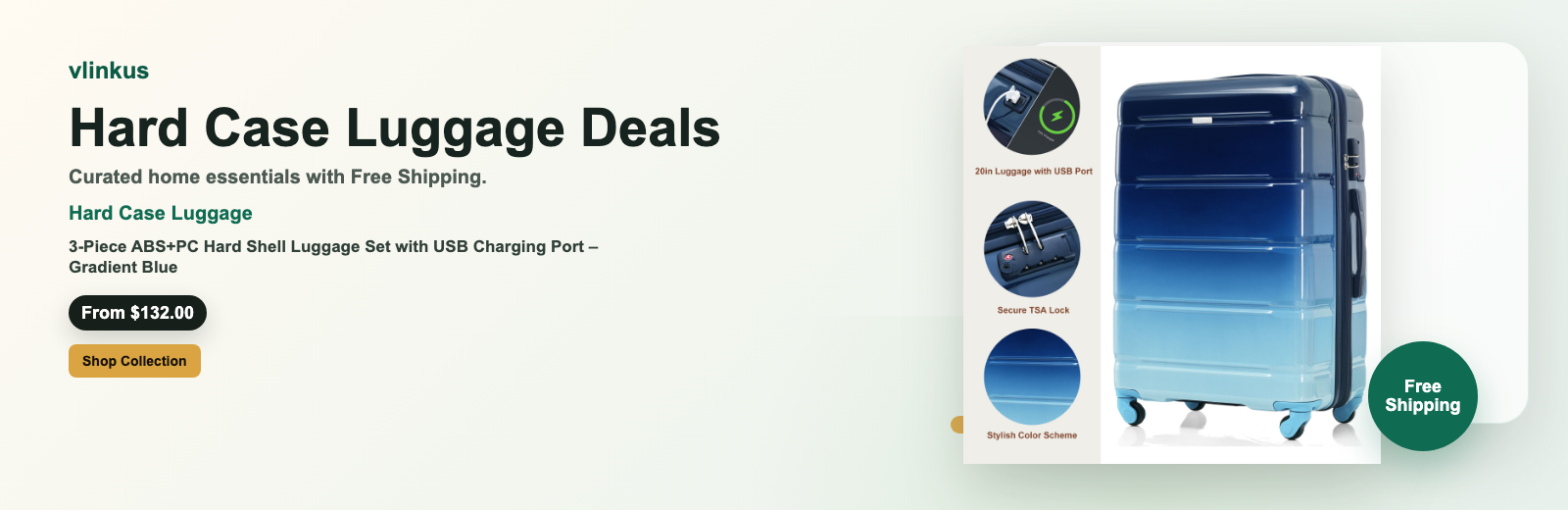 Hard Case Luggage free shipping banner by vlinkus