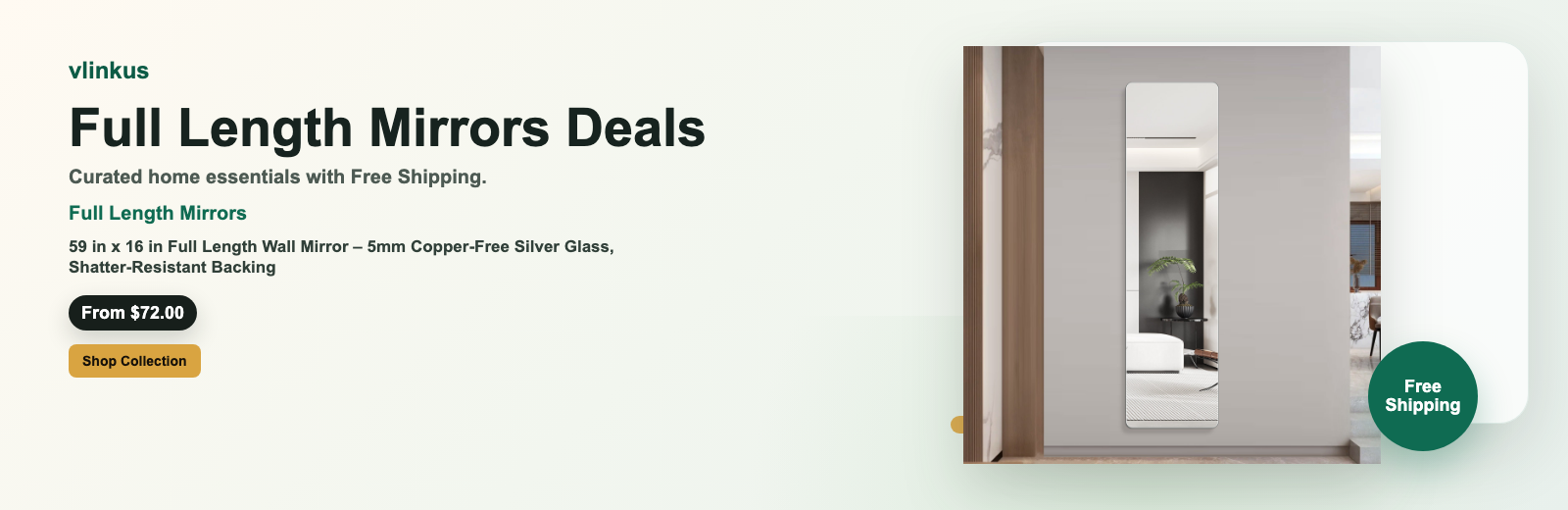 Full Length Mirrors free shipping banner by vlinkus
