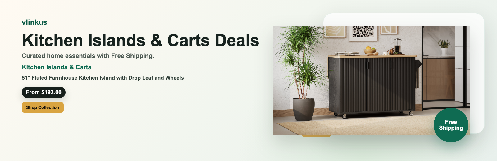 Kitchen Islands & Carts free shipping banner by vlinkus