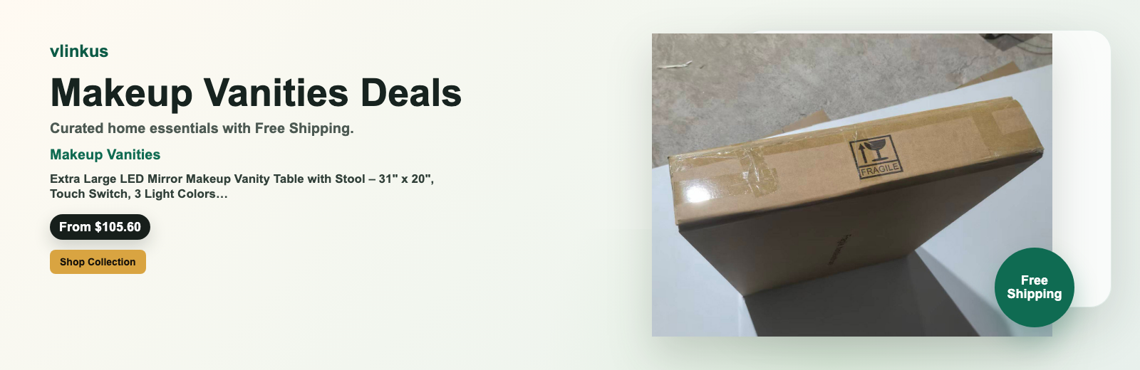 Makeup Vanities free shipping banner by vlinkus