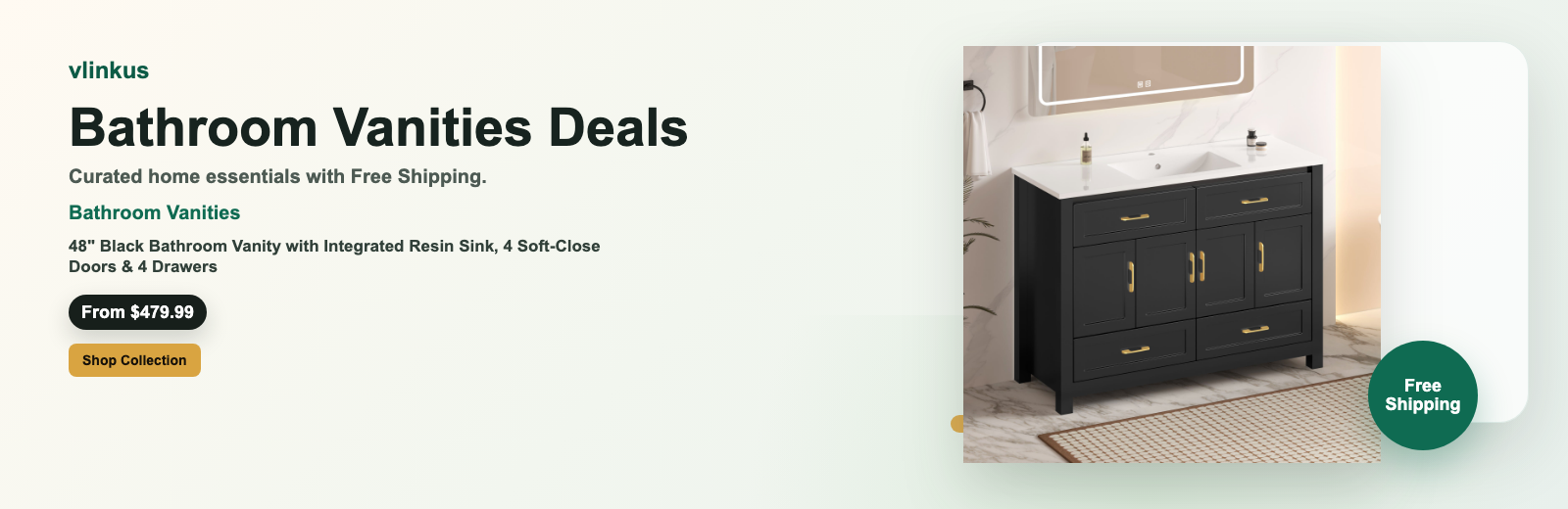 Bathroom Vanities free shipping banner by vlinkus