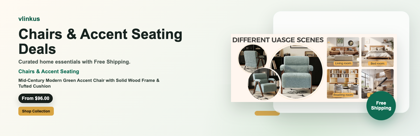 Chairs & Accent Seating free shipping banner by vlinkus