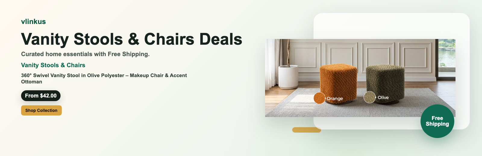 Vanity Stools & Chairs free shipping banner by vlinkus