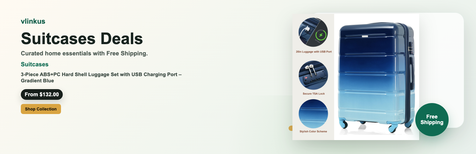Suitcases free shipping banner by vlinkus