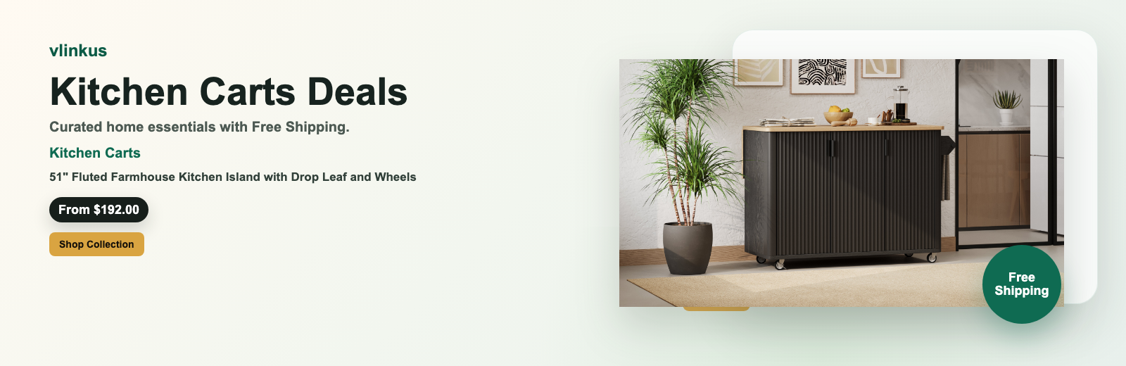 Kitchen Carts free shipping banner by vlinkus