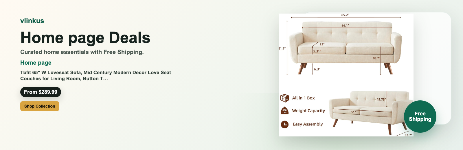 Home page free shipping banner by vlinkus