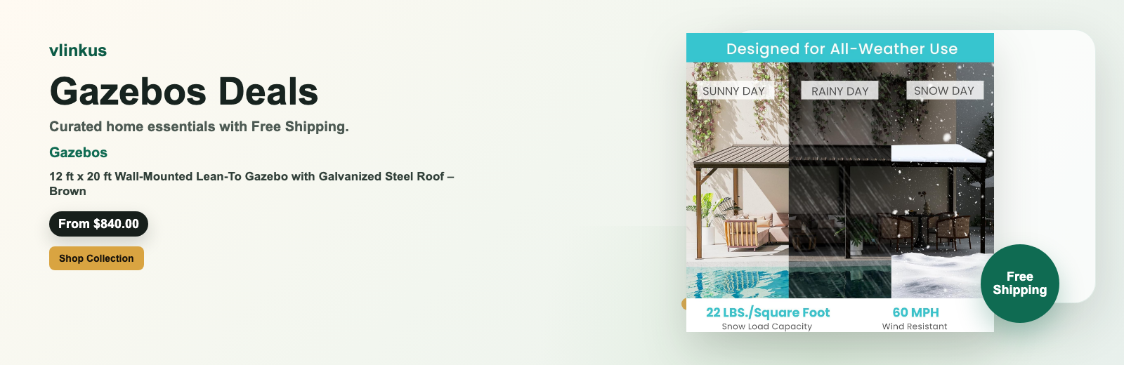Gazebos free shipping banner by vlinkus