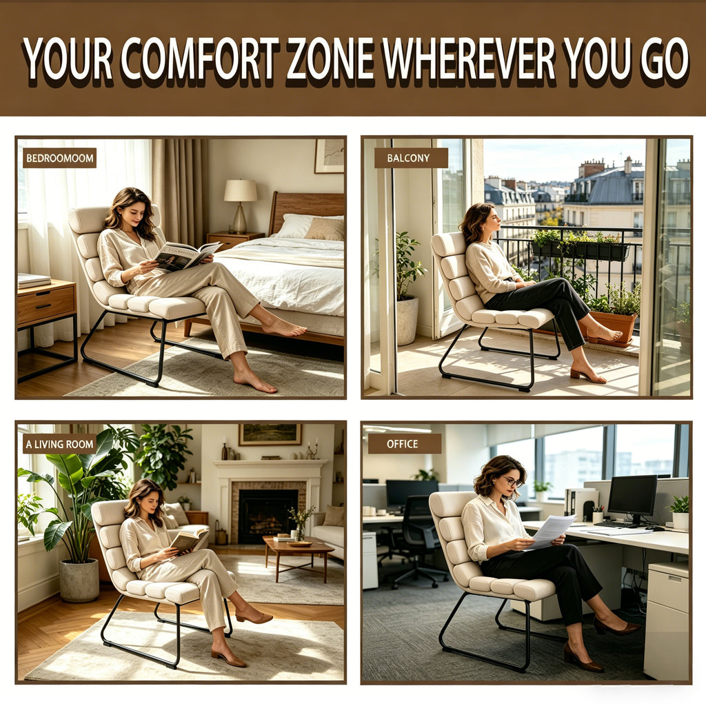 Beige 2-Piece Dining Chair Set with Memory Foam Cushions & Metal Frame