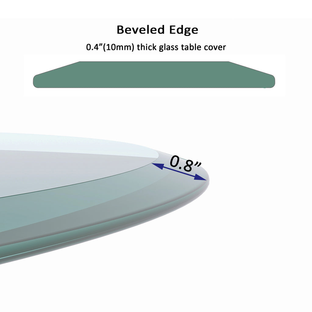 38.6-inch Round Tempered Glass Table Top – 0.4-inch Thick with Beveled Polished Edge