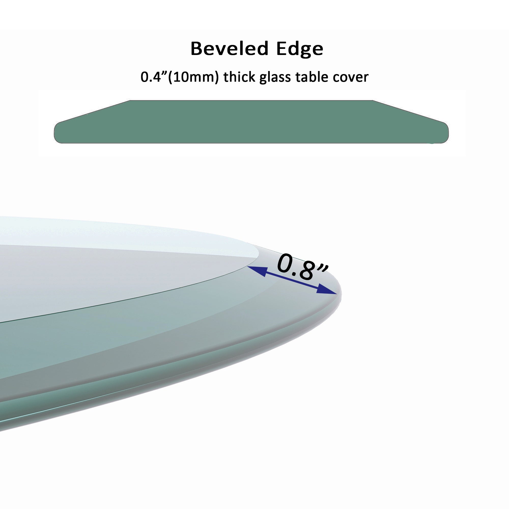 38.6-inch Round Tempered Glass Table Top – 0.4-inch Thick with Beveled Polished Edge