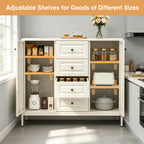 40.16" Steel Storage Sideboard Cabinet with 4 Drawers & 2 Doors – Beige