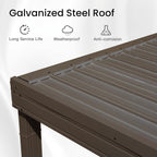 12 ft x 20 ft Wall-Mounted Lean-To Gazebo with Galvanized Steel Roof – Brown