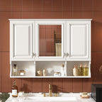 41 Inch Wall-Mounted Mirror Medicine Cabinet with Open Shelf and 3 Doors