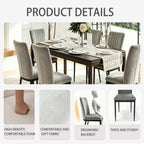 Set of 4 Modern Dark Gray Velvet Dining Chairs with Metal Legs & Adjustable Feet