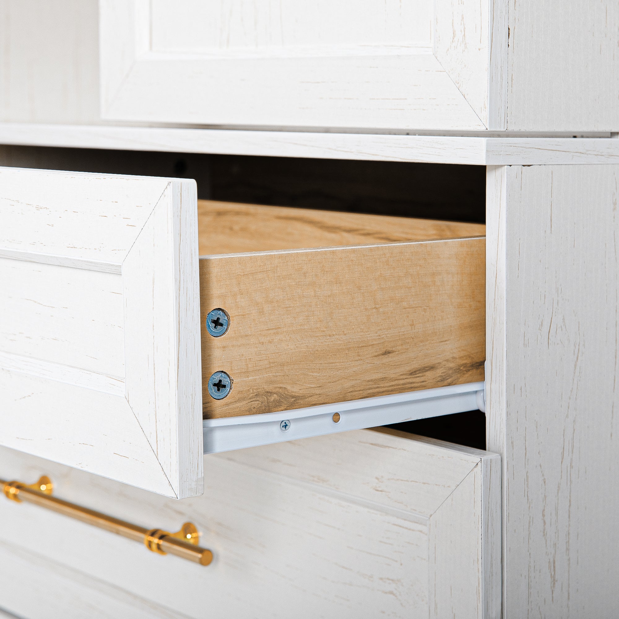 78.2" Farmhouse Kitchen Pantry Cabinet with 4 Doors, 3 Drawers & Adjustable Shelves, Retro White