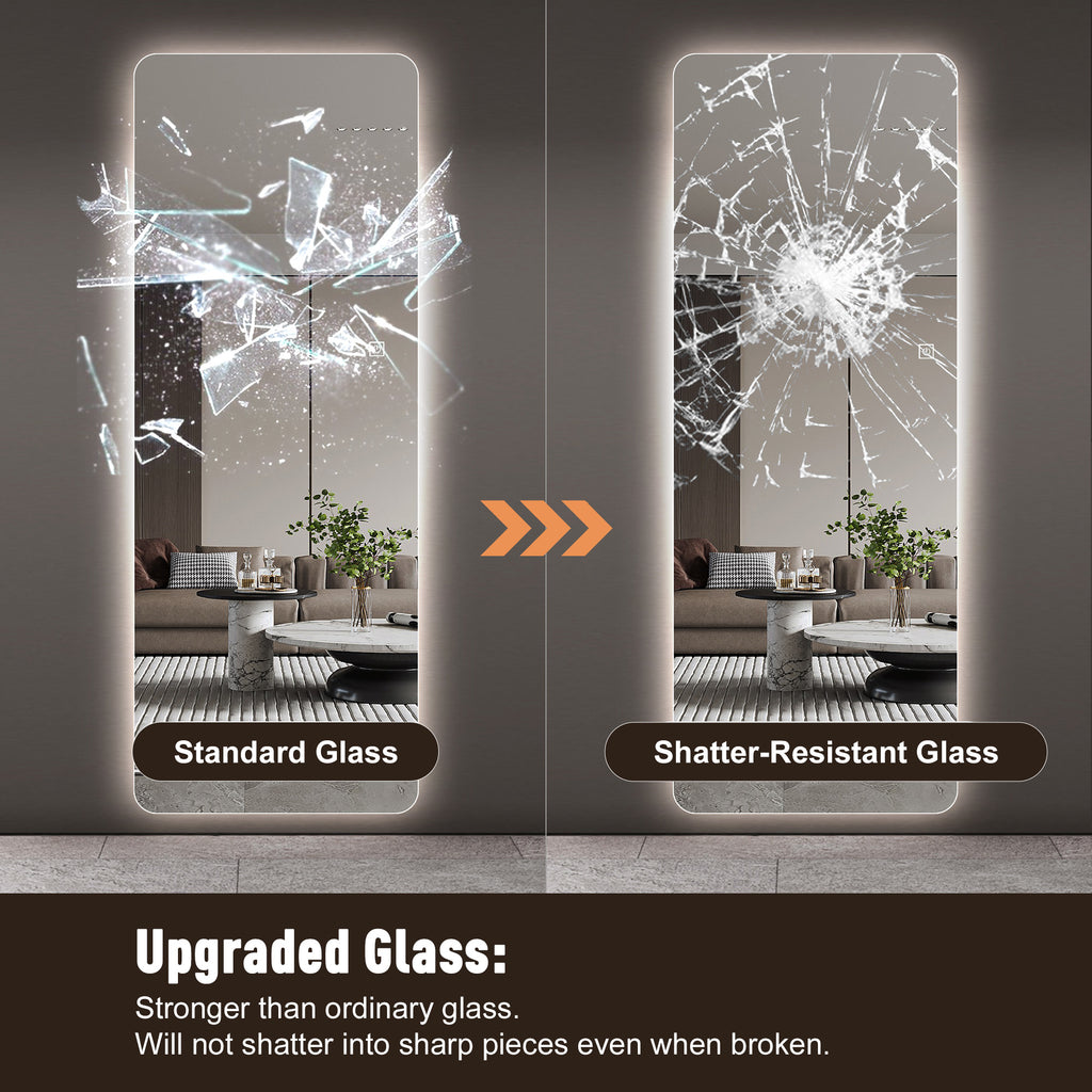 Wall-Mounted LED Full Length Mirror – 63" x 24" Backlit Dressing Mirror with 3 Color Temperatures & Stepless Dimming