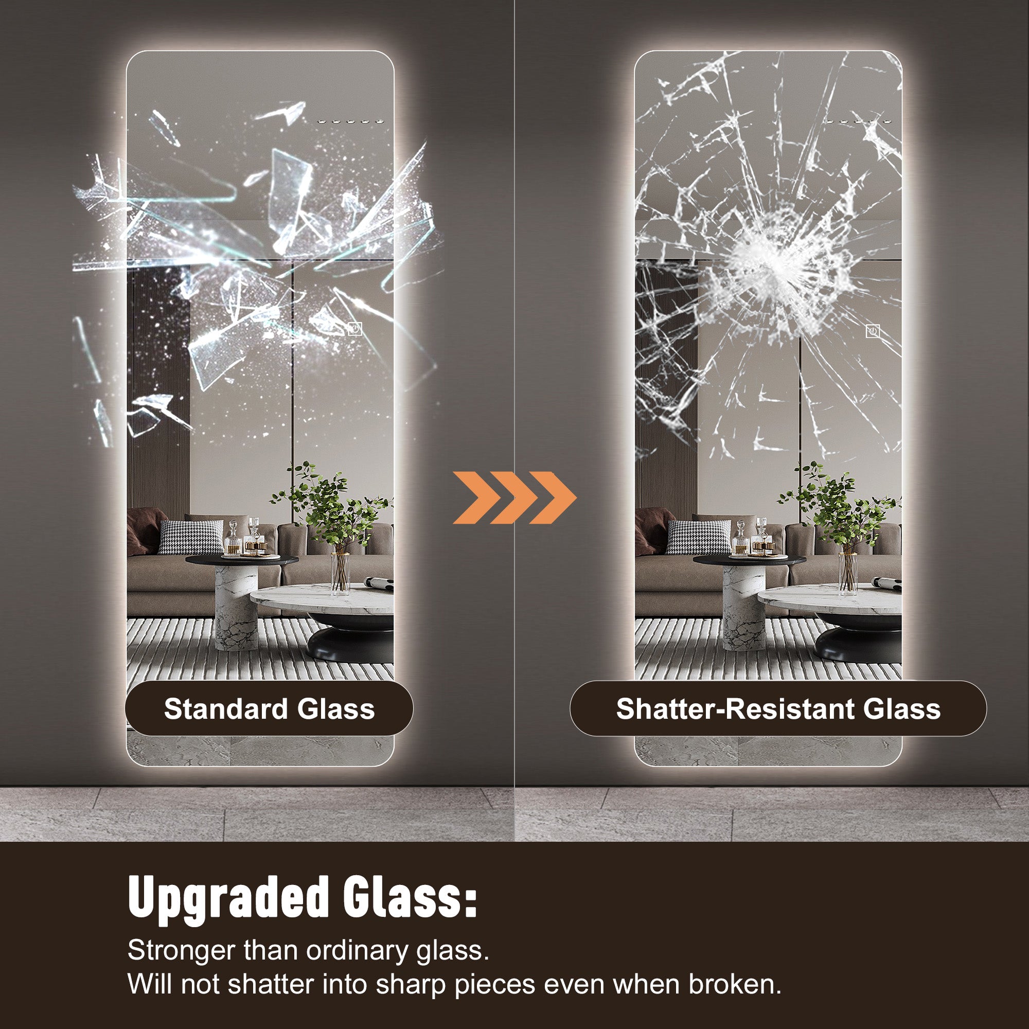 Wall-Mounted LED Full Length Mirror – 63" x 24" Backlit Dressing Mirror with 3 Color Temperatures & Stepless Dimming