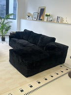 96" Black L-Shaped Compressed Sofa – Frameless, No Assembly Required - product detail image 6