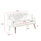 Pink Velvet 2-Seat Small Sofa with Gold Metal Legs