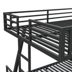 Queen over Queen Metal Bunk Bed with Dual Side Ladders and Low Profile Design – Black