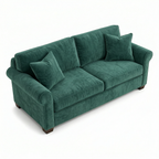 Close-up of Antique Kelly Green velvet upholstery texture on sofa cushion
