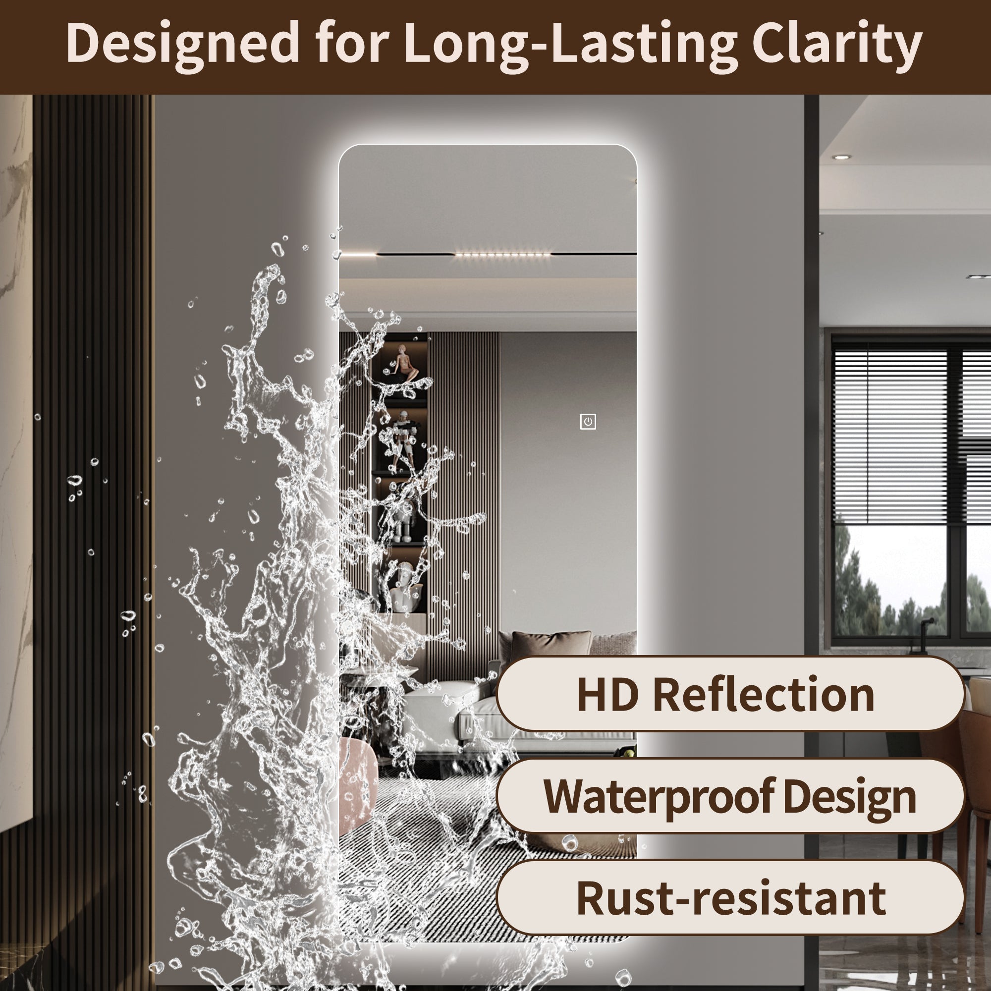 Wall-Mounted LED Full Length Mirror – 63" x 24" Backlit Dressing Mirror with 3 Color Temperatures & Stepless Dimming