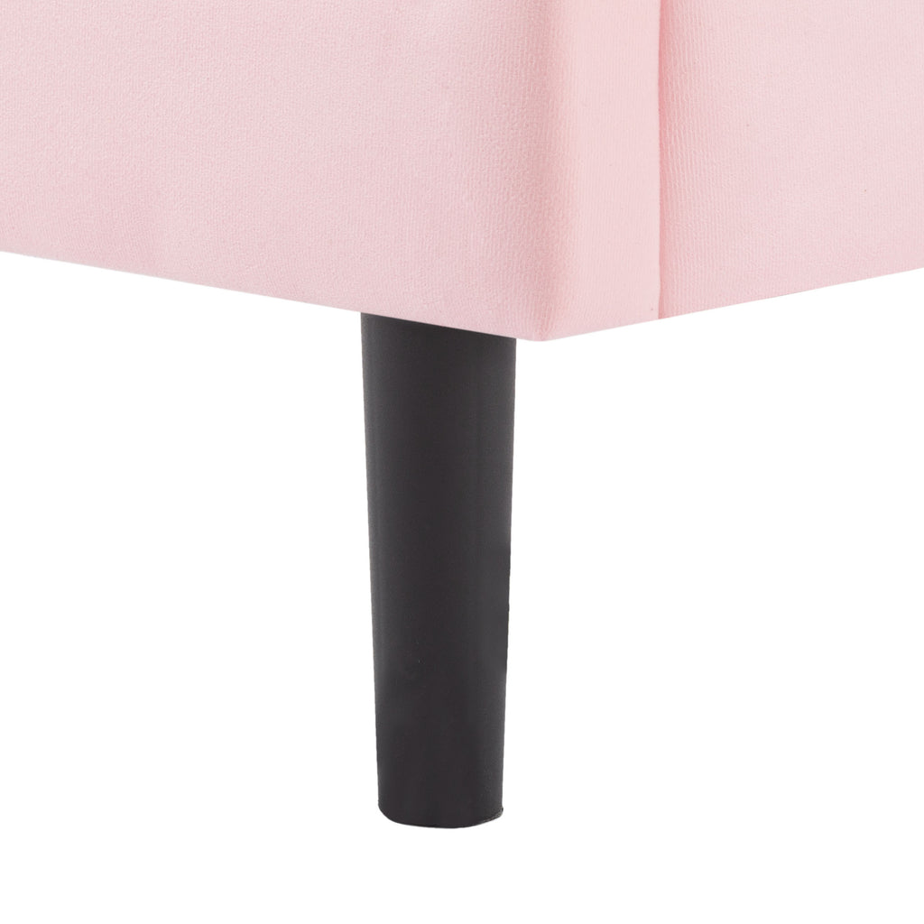 Queen Upholstered Platform Bed Frame in Pink Velvet - product detail image 7