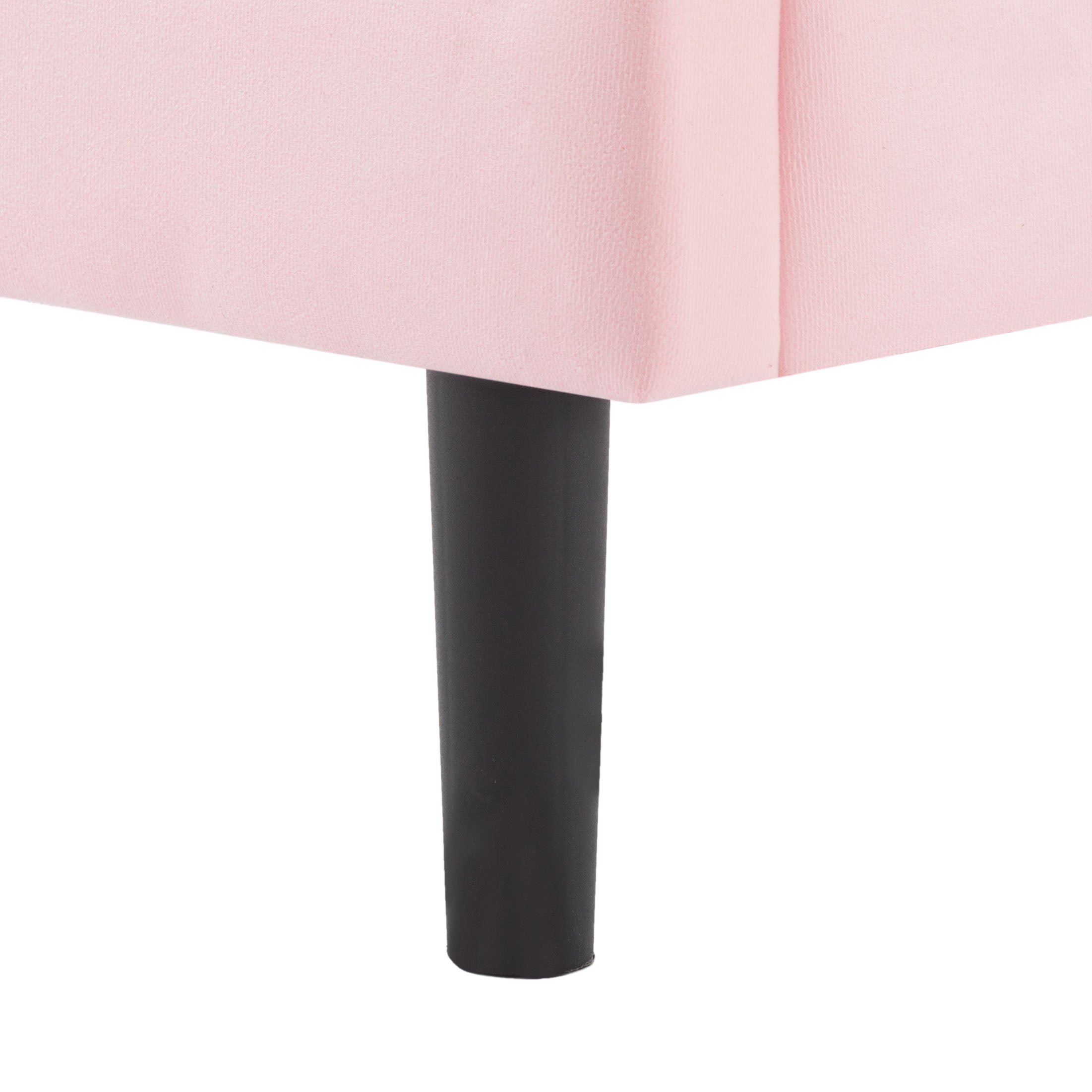Queen Upholstered Platform Bed Frame in Pink Velvet - product detail image 7