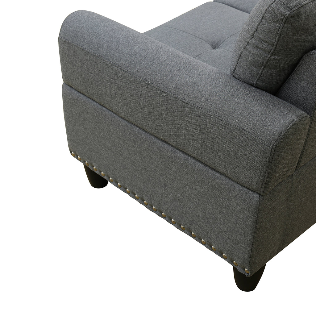 L-Shaped Sectional Sofa with Cup Holders – Dark Gray - product detail image 7