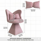 Pink Butterfly Back Swivel Vanity Chair with Triangular Base