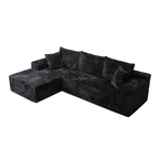 96" Frameless Boneless Black Corduroy Sectional Sofa with L-Shaped Chaise - product detail image 9