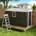 4 ft x 9 ft Metal Garden Shed with Hinged Door and Fixed Window