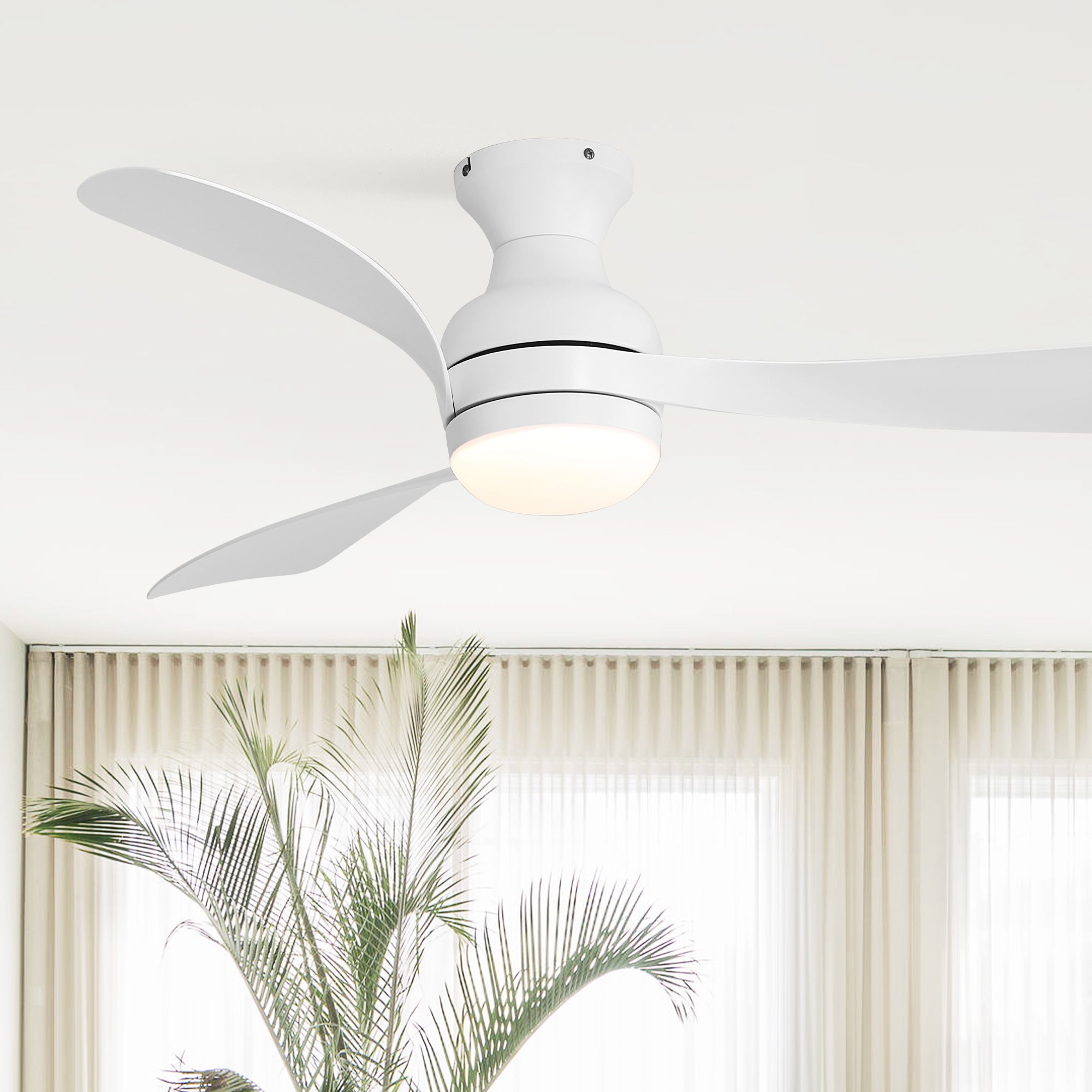 52-inch Low Profile Ceiling Fan with Dimmable Tri-Color LED Light and Quiet DC Motor