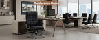 Side profile showing high back, spring seat contour, and chrome armrests
