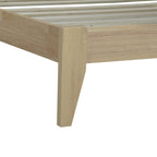 King Size Solid Wood Bed with Rattan Headboard – Natural Rubberwood Frame