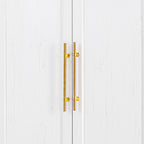 78.2" Farmhouse Kitchen Pantry Cabinet with 4 Doors, 3 Drawers & Adjustable Shelves, Retro White