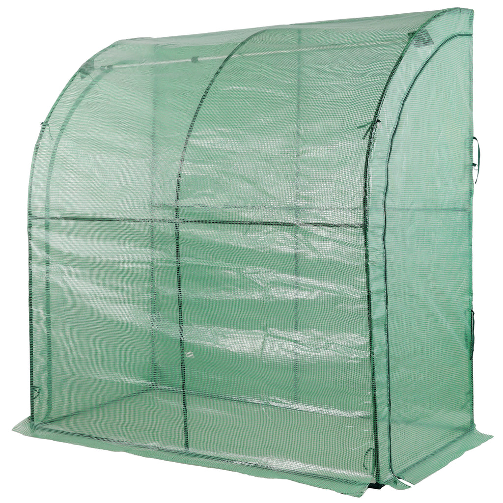 3-Tier Lean-To Portable Greenhouse with Wire Shelves & Zipper Doors – 79" x 39" x 83"