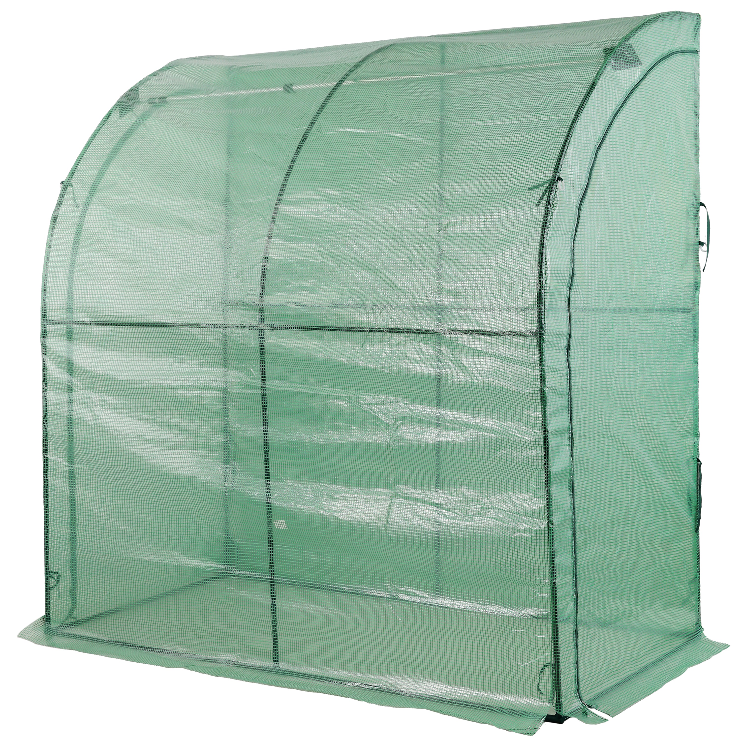 3-Tier Lean-To Portable Greenhouse with Wire Shelves & Zipper Doors – 79" x 39" x 83"