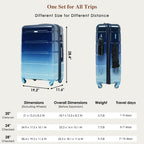 3-Piece ABS+PC Hard Shell Luggage Set with USB Charging Port – Gradient Blue