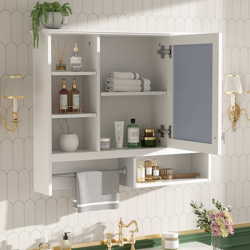 35-inch Wall-Mount Mirror Cabinet with Adjustable Shelves, Soft-Closing Door – Modern Bathroom Storage