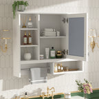 35-inch Wall-Mount Mirror Cabinet with Adjustable Shelves, Soft-Closing Door – Modern Bathroom Storage