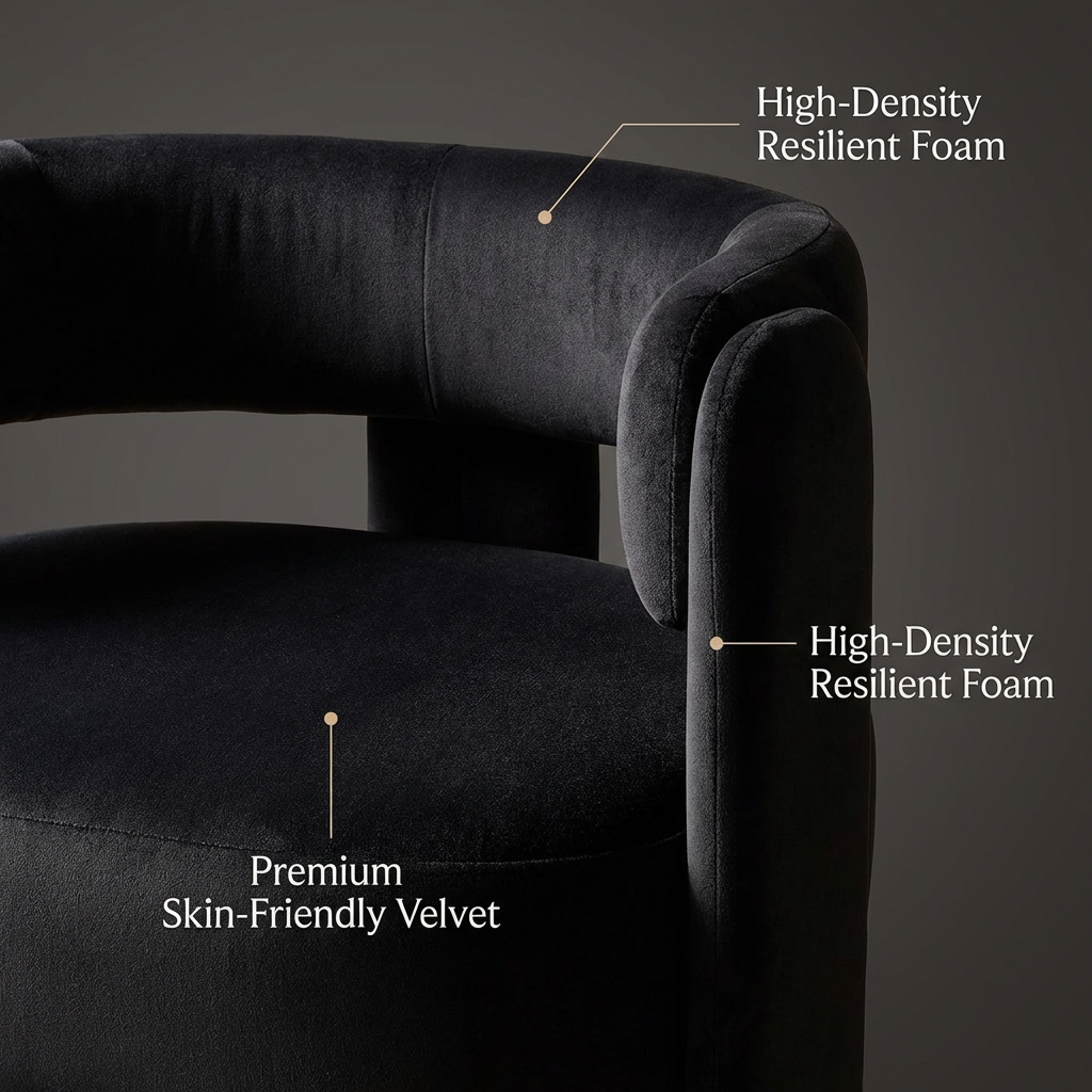 Velvet Accent Chair with Wooden Legs – Mid-Century Modern Living Room Armchair