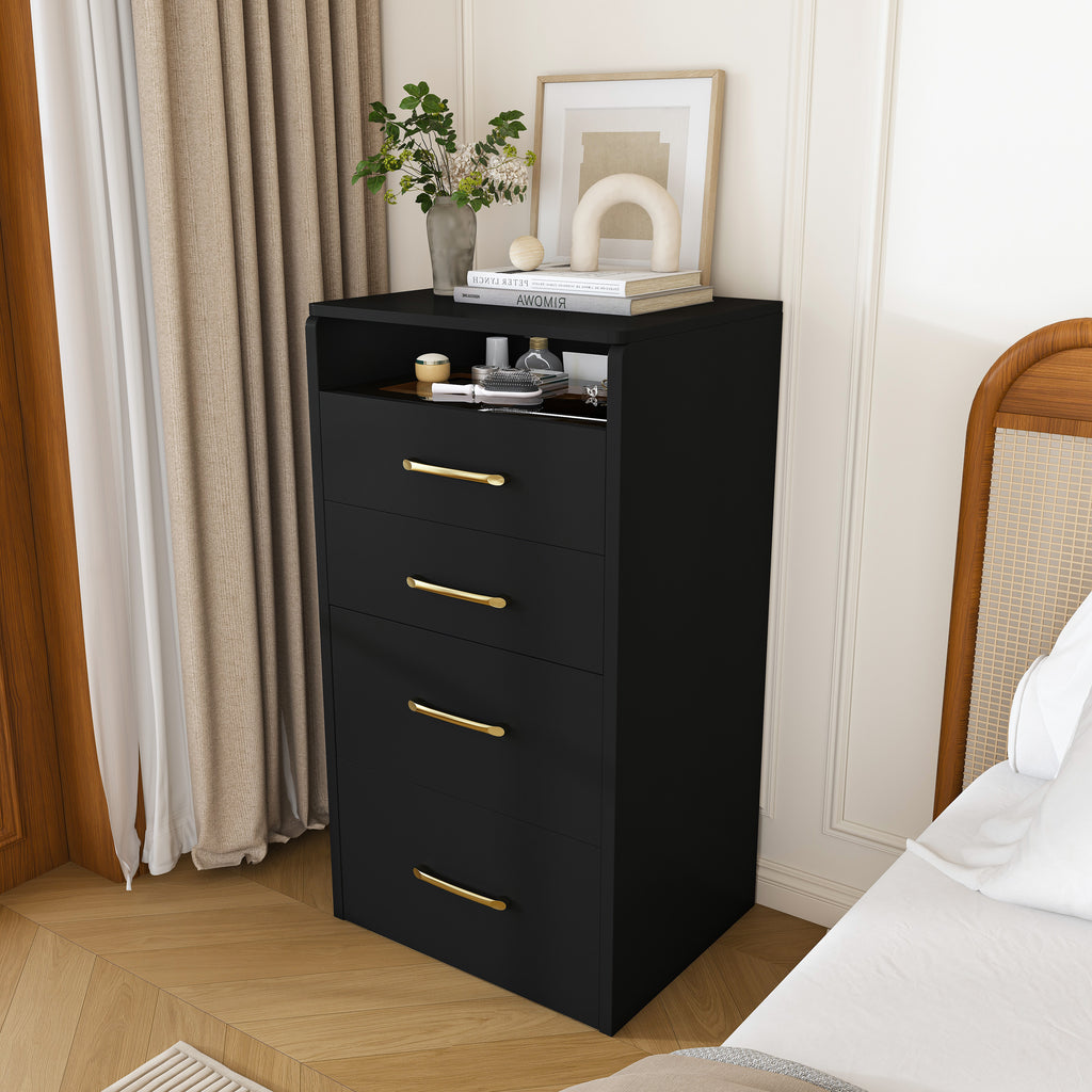 3-in-1 Black Makeup Vanity Desk with Flip-Up Mirror, Glass Top & 3 Drawers